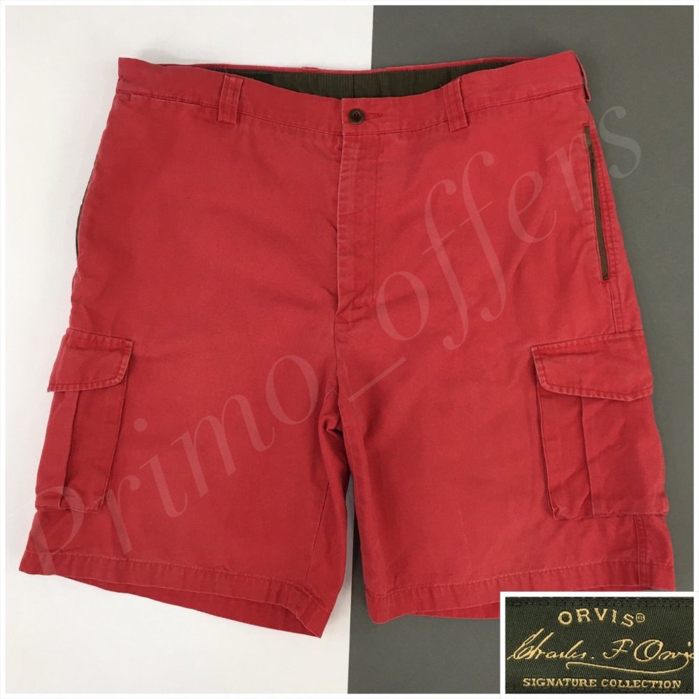 Vintage Orvis Mens Cargo Shorts Utility Size 38 Pockets Casual 9.5' Inseam‎